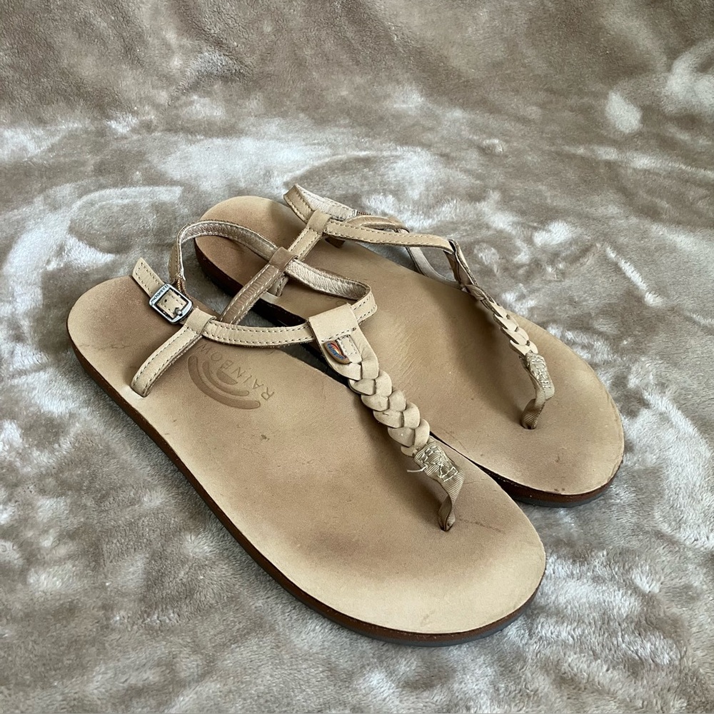 Rainbow T Street Braided Leather Sandals Size Large (7.5-8.5)